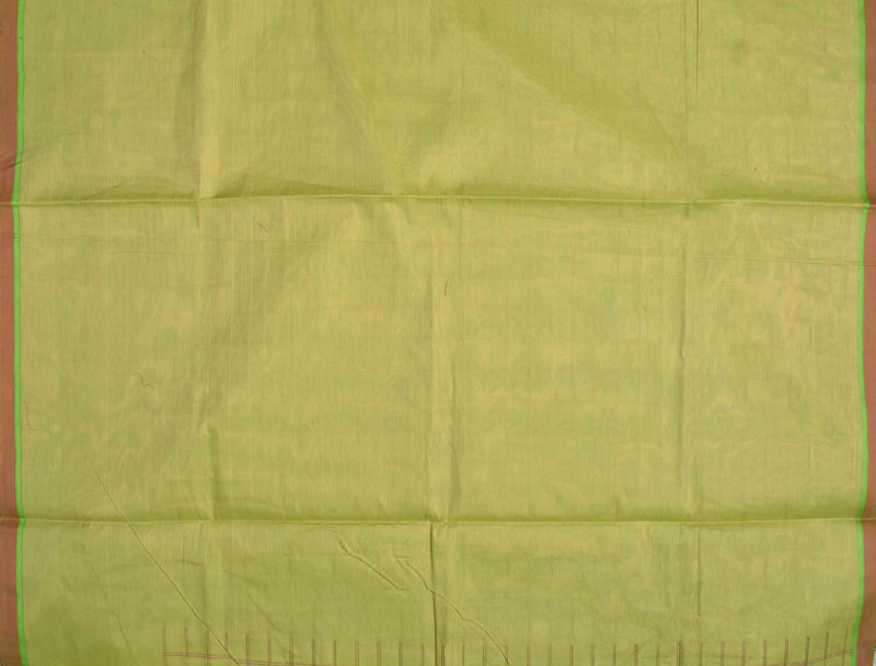Green Pure South Cotton Body Checks Fancy Border Pallu Saree