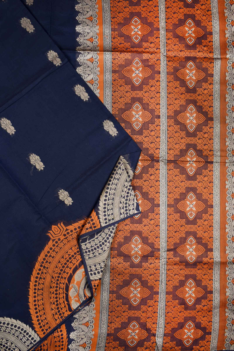 Blue Pure South Cotton Fancy Border Rich Pallu Saree