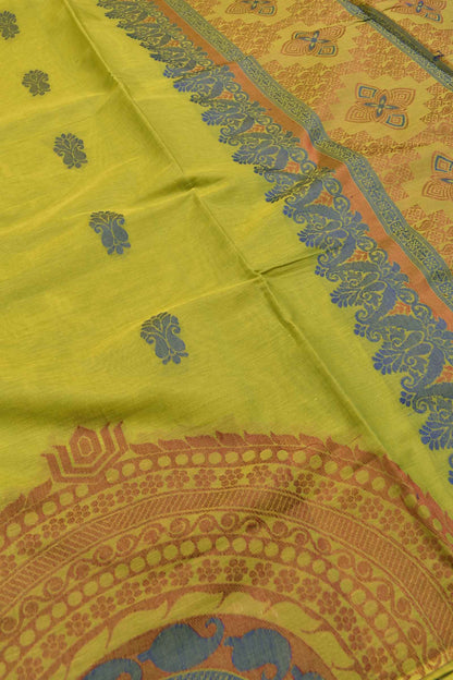 Green Pure South Cotton Fancy Border Rich Pallu Saree