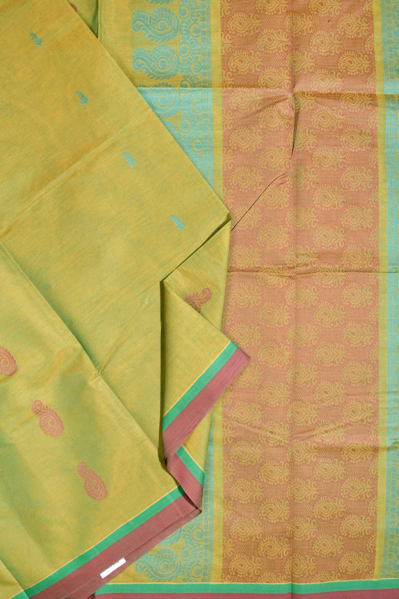 Green Pure South Cotton Multi Jari Multi Butta Saree