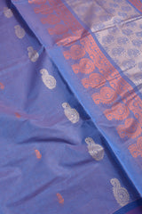 Blue Pure South Cotton Multi Jari Multi Butta Saree