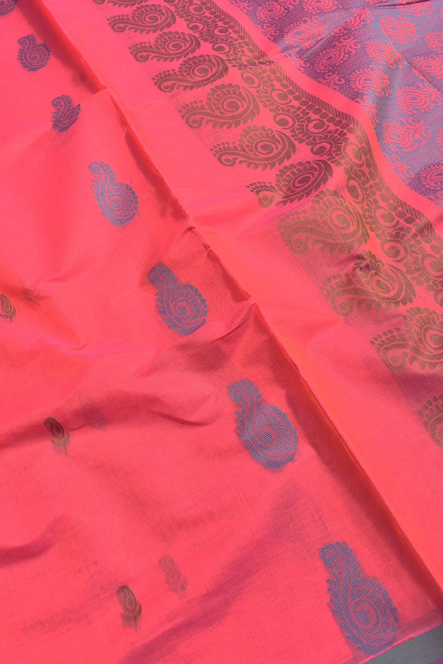 Pink Pure South Cotton Multi Jari Multi Butta Saree