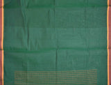 Green Pure South Cotton Thread Checks Fancy Flower Butta Saree