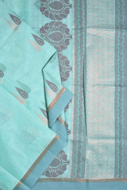 Ramar Green Pure South Cotton Multi Jari Leaf Butta Saree