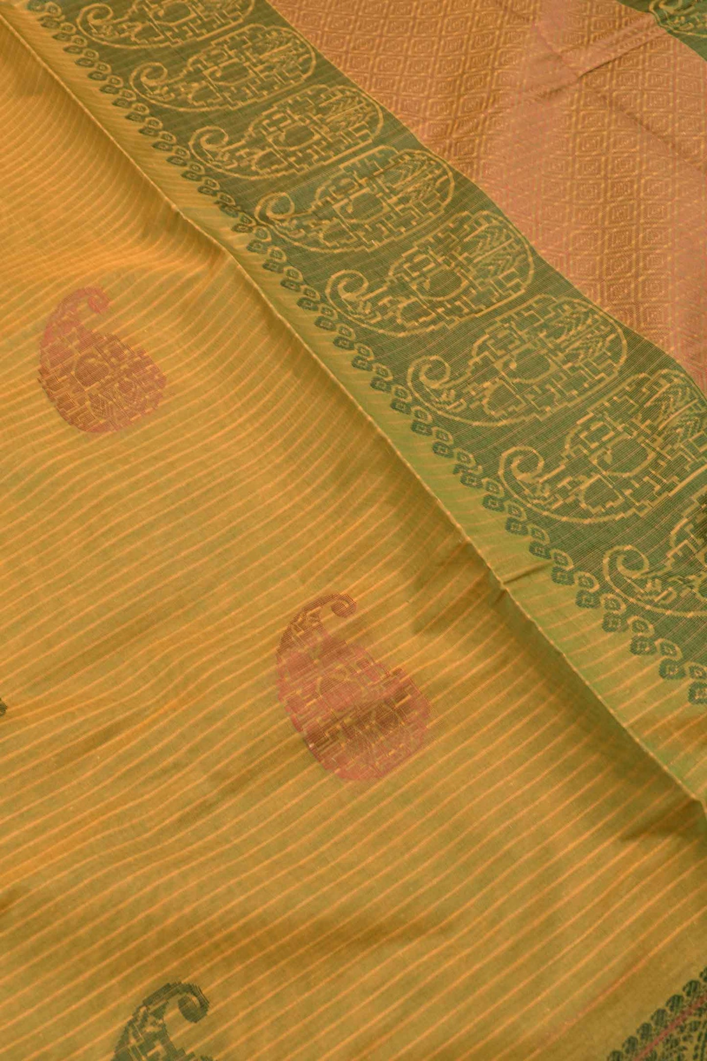 Light Green Pure South Cotton Mango Butta Fancy Border Saree