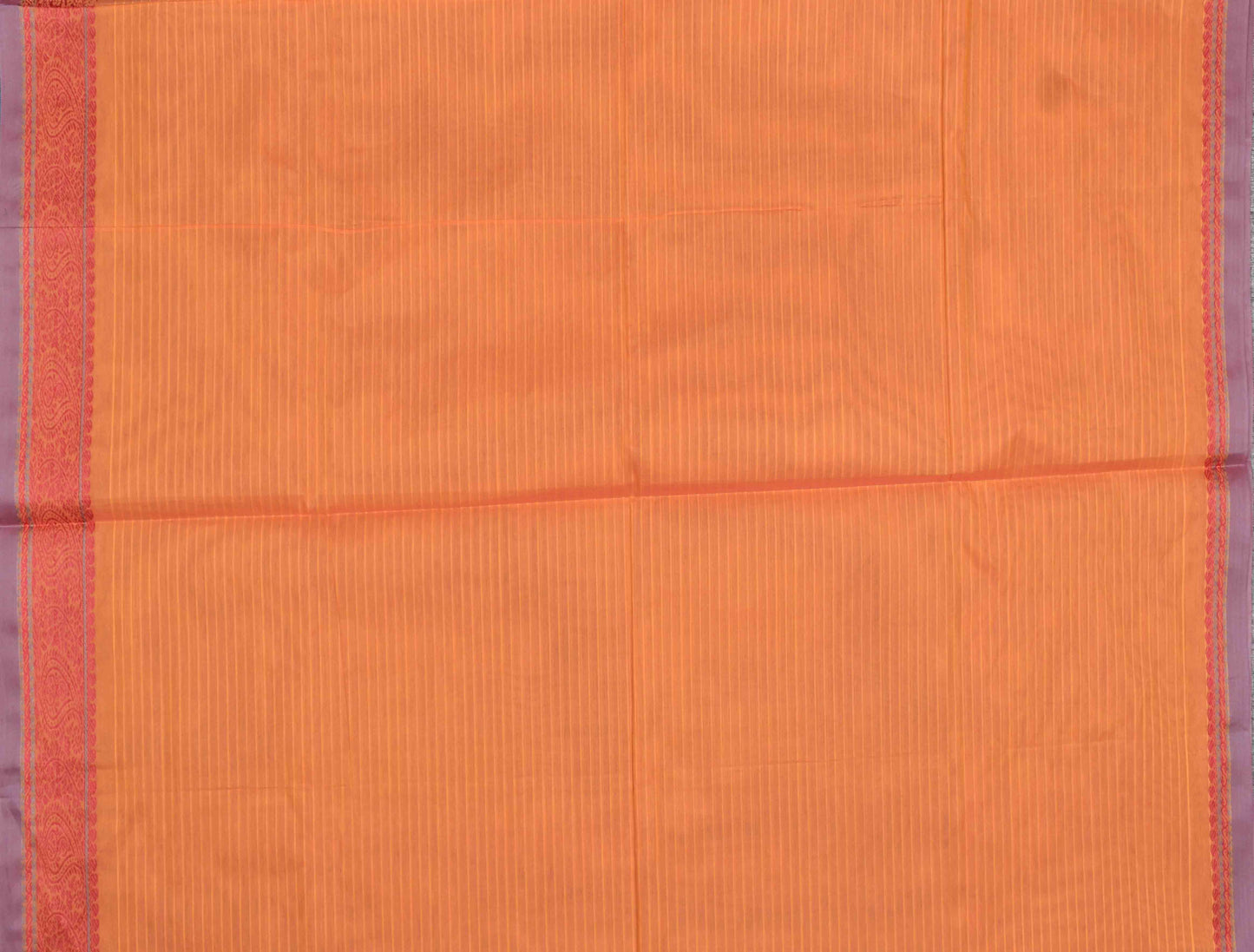 Orange Pure South Cotton Mango Butta Fancy Border Saree