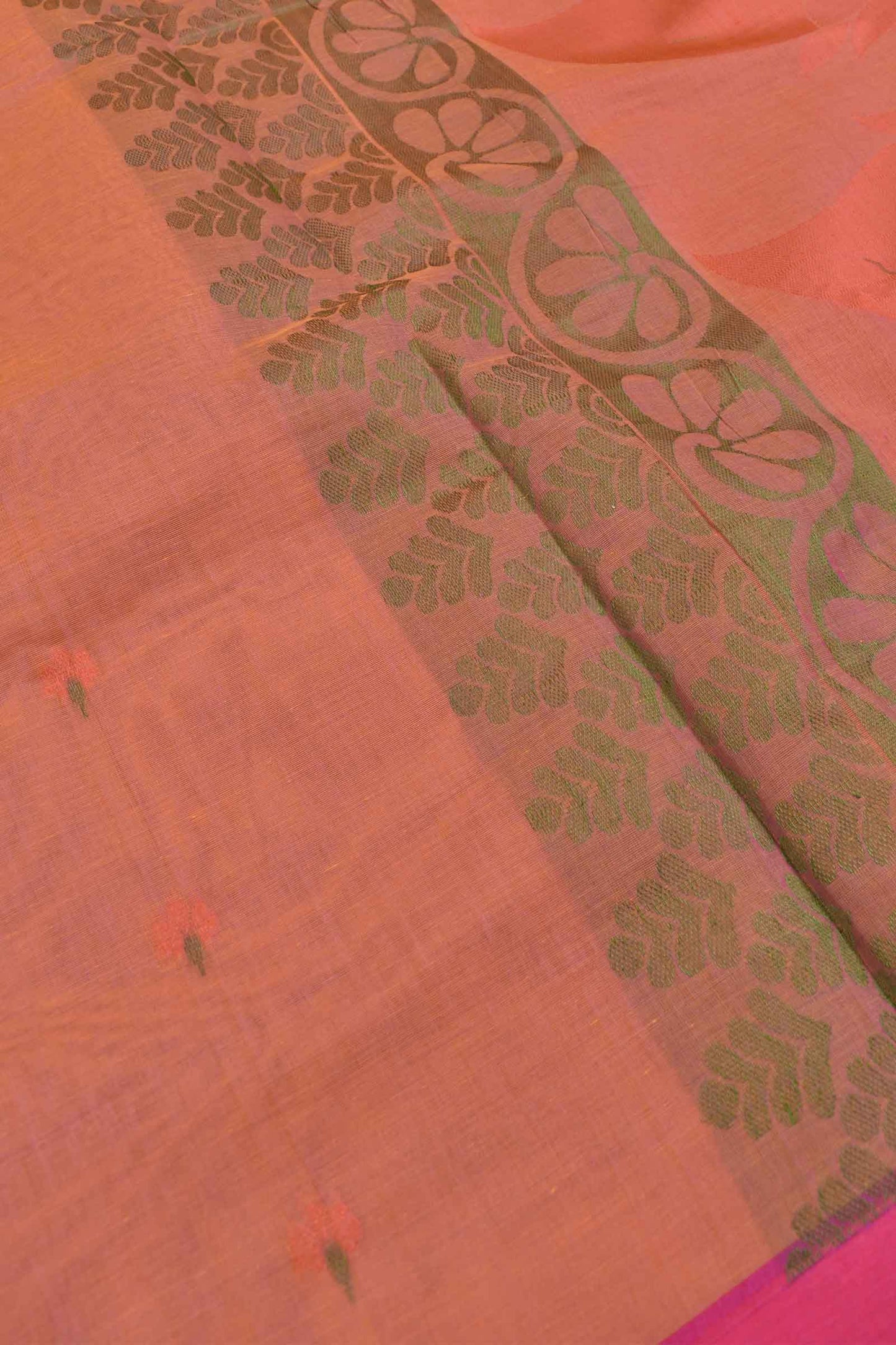 Orange Pure South Cotton Meena Butta Rich Pallu Saree