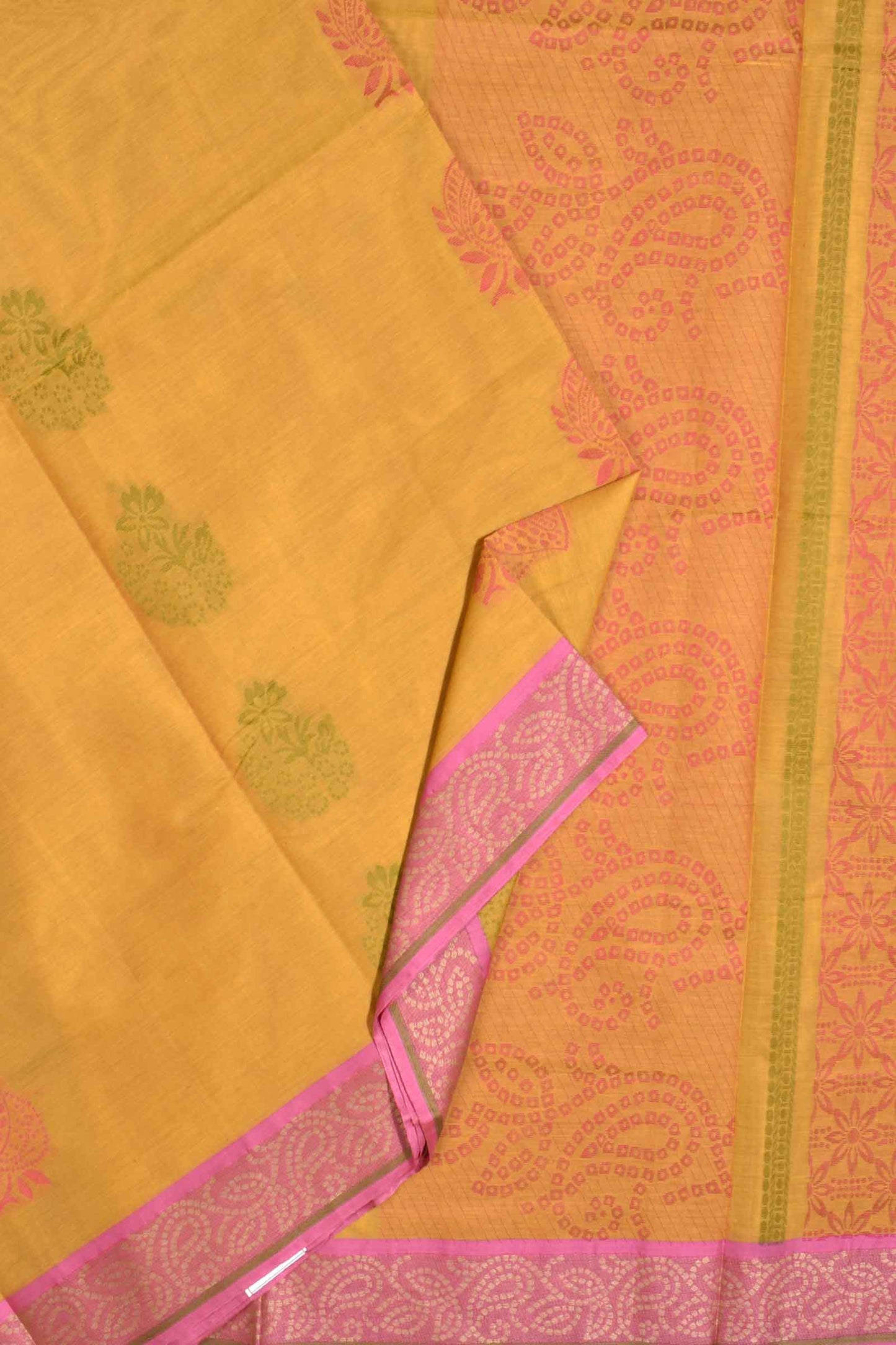 Yellow Pure South Cotton Multi Butta Fancy Pallu Saree