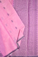 Pink Pure South Cotton Small Border Fancy Butta Saree