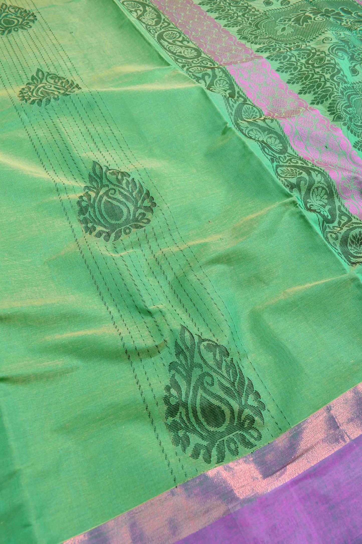 Light Green Cotton Pure South Cotton Traditional Butta Rich Pallu Saree