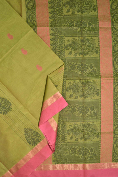 Green Cotton Pure South Cotton Traditional Butta Rich Pallu Saree