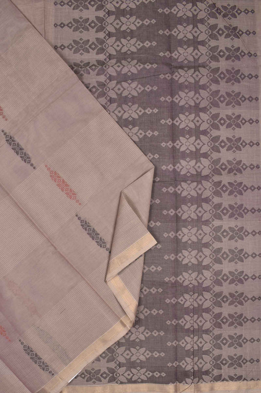 Light Violet Pure South Cotton Fancy Butta Tape Border Saree