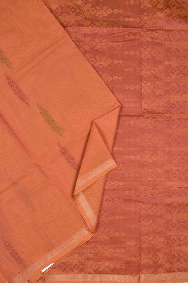 Orange Pure South Cotton Fancy Butta Tape Border Saree