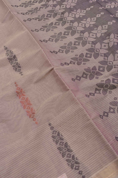 Light Violet Pure South Cotton Fancy Butta Tape Border Saree