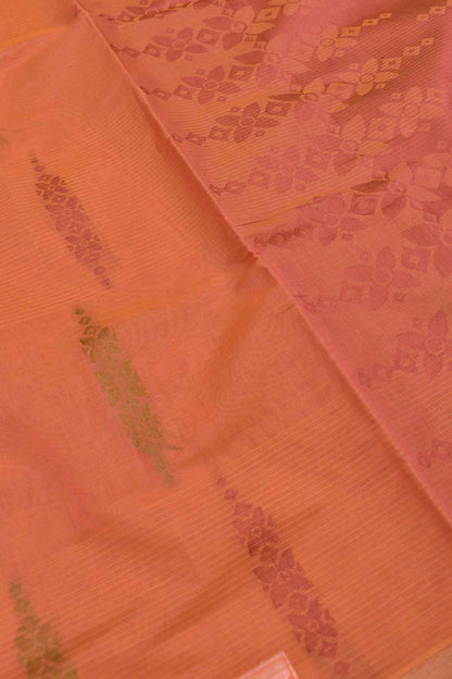 Orange Pure South Cotton Fancy Butta Tape Border Saree