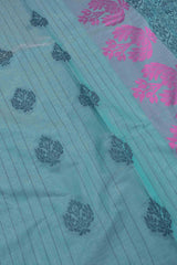Blue Pure South Cotton Fancy Butta Pallu Saree