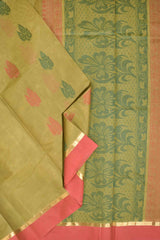 Green Pure South Cotton Double Leaf Butta Rich Pallu Saree