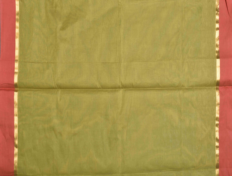 Green Pure South Cotton Double Leaf Butta Rich Pallu Saree