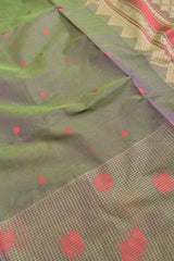 Green Pure South Cotton Peacock Border Fancy Pallu Saree