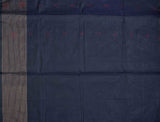 Dark Navy Blue Pure South Cotton Peacock Border Fancy Pallu Saree