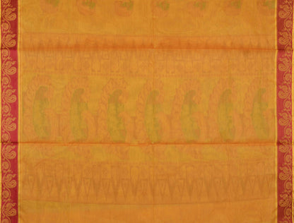 Orange Pure South Cotton Elephant Peacock Butta Rich Pallu Saree