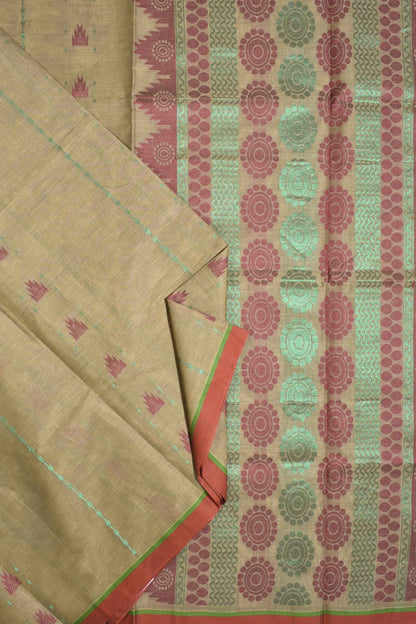 Light Green Pure South Cotton Traditional Tower Butta Fancy Pallu Saree