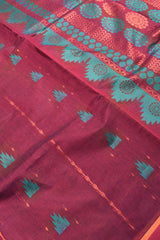 Meroon Pure South Cotton Traditional Tower Butta Fancy Pallu Saree
