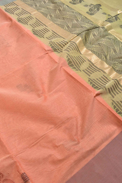 Light Green Pure South Cotton Traditional Tower Butta Fancy Pallu Saree