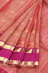 Meroon Light Weight Pure Silk Arani Vairaoosi Contrast Double Border Traditional Butta Saree