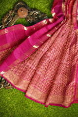 Meroon Light Weight Pure Silk Arani Vairaoosi Contrast Double Border Traditional Butta Saree