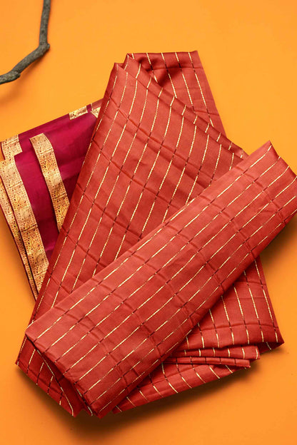 Orange Light Weight Pure Silk Arani Traditional Arani Border Contrast Blouse Saree