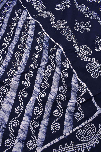 Blue 100s Combed Pure Soft Cotton Contrast Sungudi Print Saree