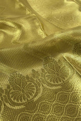 Gold Banaras Tissue Jari ZigZag Lines Rich Pallu Saree