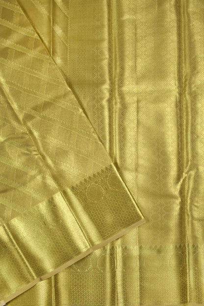 Gold Banaras Tissue Jari Slanting Lines Rich Pallu Saree