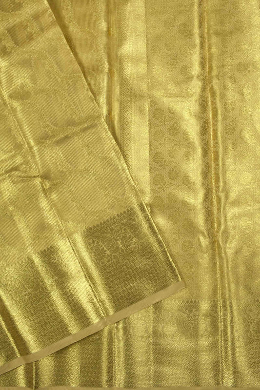 Gold Banaras Tissue Jari Wavy Lines Rich Pallu Saree