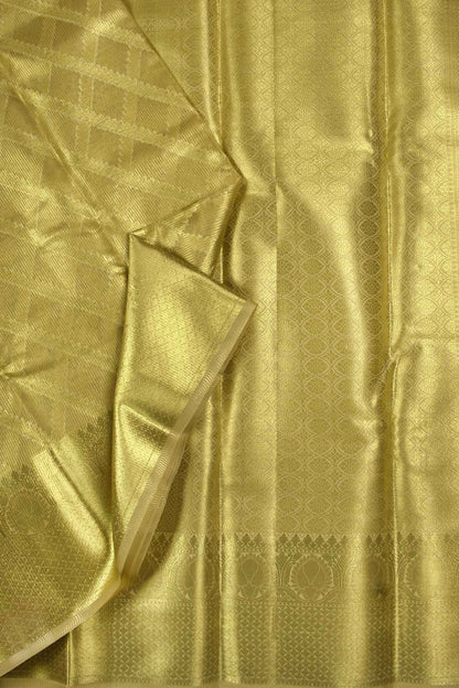 Gold Banaras Tissue Jari Slanting Lines Rich Pallu Saree