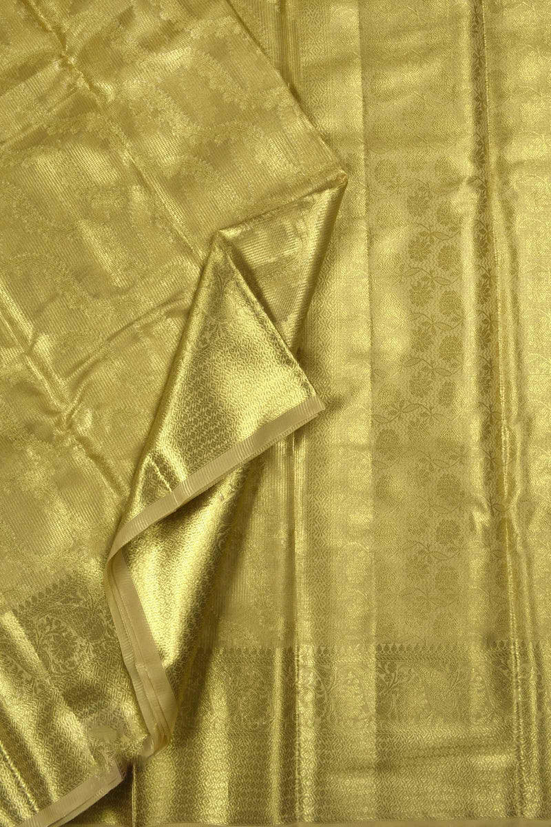 Gold Banaras Tissue Jari Wavy Lines Rich Pallu Saree