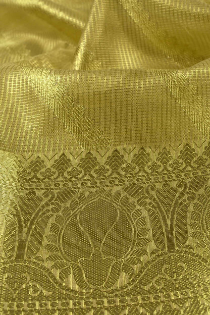 Gold Banaras Tissue Jari Slanting Lines Rich Pallu Saree