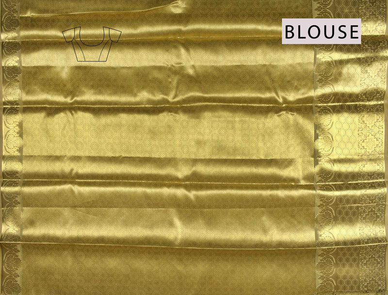 Gold Banaras Tissue Jari ZigZag Lines Rich Pallu Saree