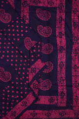 Dark Navy Blue Pink 100s Combed Pure Soft Cotton Sungudi Mango Print Saree