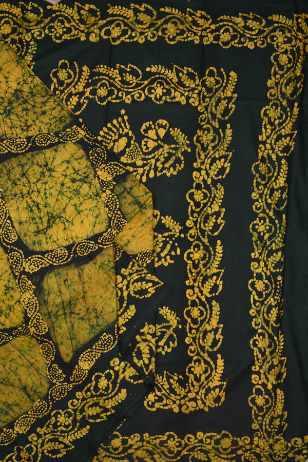 Green Yellow 100s Combed Pure Soft Cotton Sungudi Print Saree