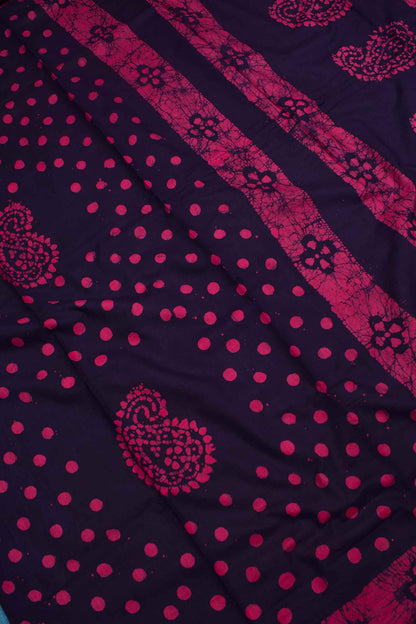 Dark Navy Blue Pink 100s Combed Pure Soft Cotton Sungudi Mango Print Saree