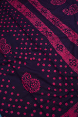 Dark Navy Blue Pink 100s Combed Pure Soft Cotton Sungudi Mango Print Saree