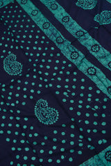 Blue 100s Combed Pure Soft Cotton Sungudi Mango Print Saree