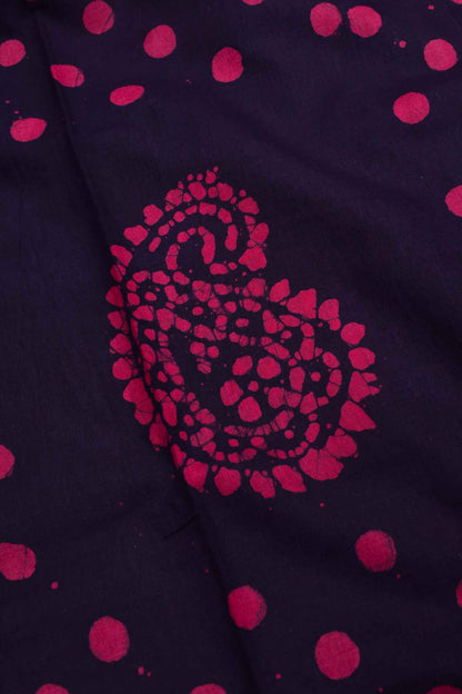 Dark Navy Blue Pink 100s Combed Pure Soft Cotton Sungudi Mango Print Saree