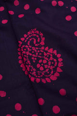 Dark Navy Blue Pink 100s Combed Pure Soft Cotton Sungudi Mango Print Saree