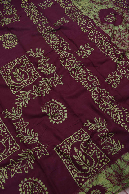 Brown 100s Combed Pure Soft Cotton Sungudi Mango Print Saree