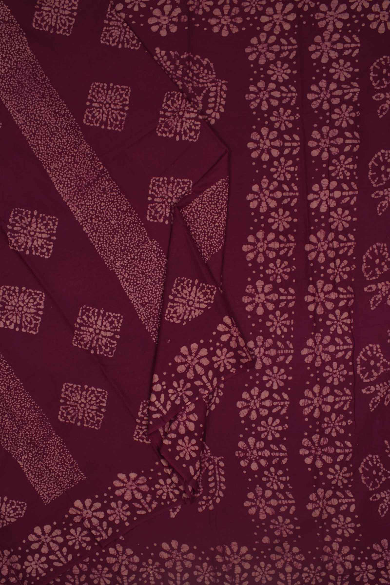 Maroon 100s Combed Pure Soft Cotton Sungudi Square Print Saree