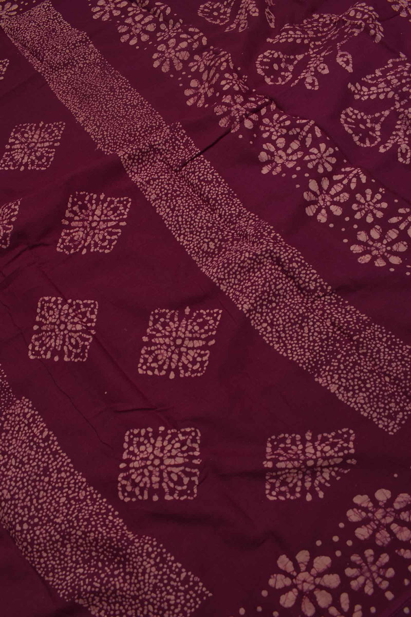 Maroon 100s Combed Pure Soft Cotton Sungudi Square Print Saree