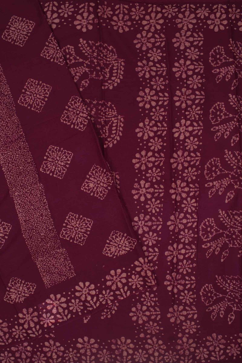 Maroon 100s Combed Pure Soft Cotton Sungudi Square Print Saree